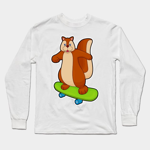 Squirrel as Skater with Skateboard Long Sleeve T-Shirt by Markus Schnabel